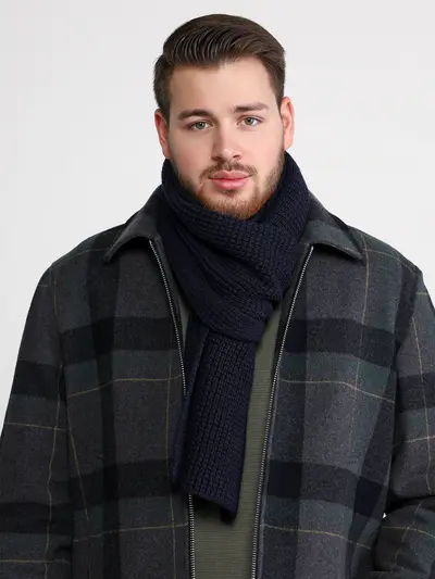 Шарф синего цвета из смесового хлопка